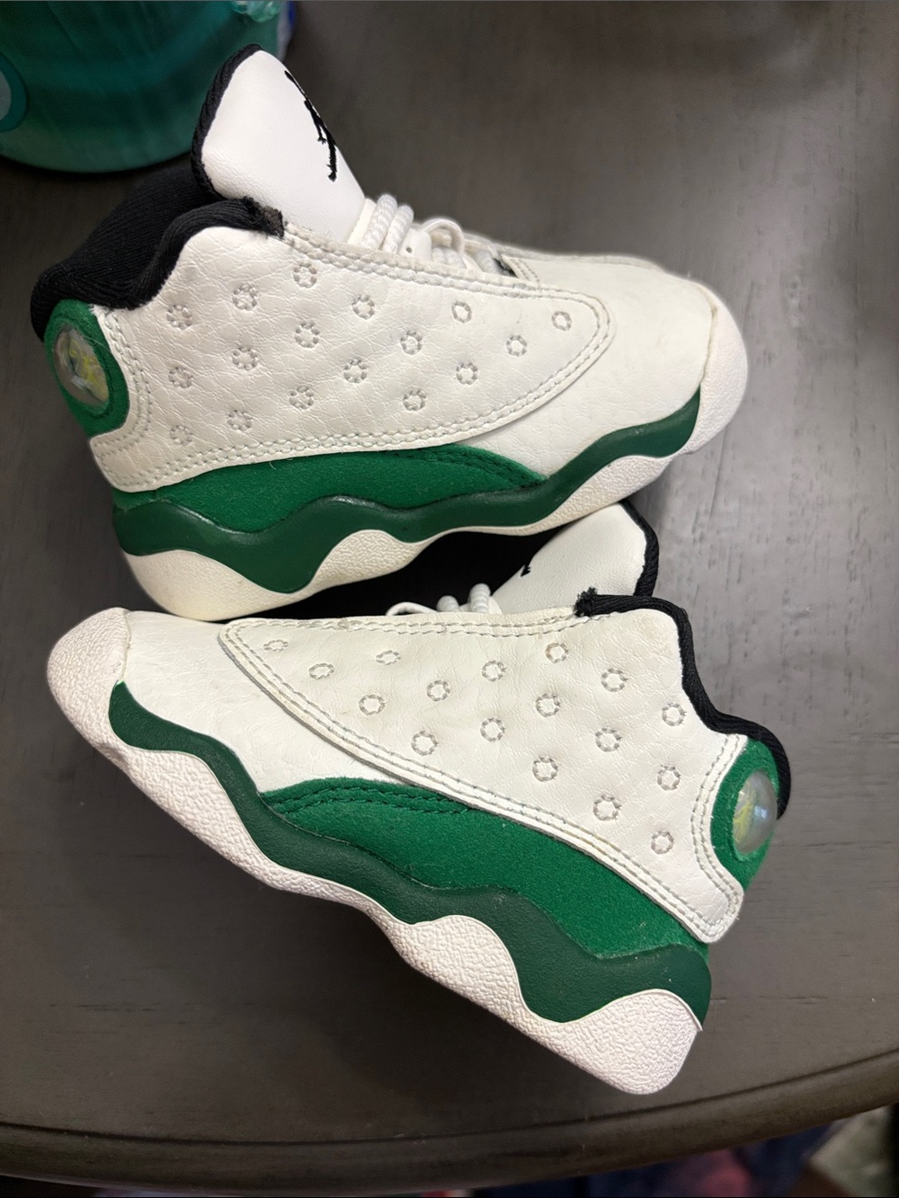 Jordan White & Green Toddler Retro 13s